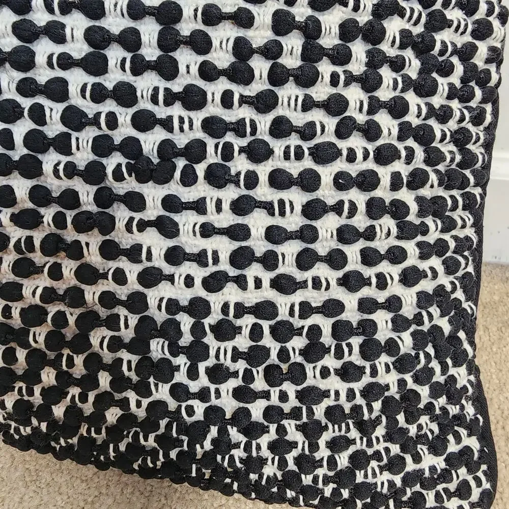Magnolia Home Ruth Throw Pillow Black White Slub Crochet Bobble Knit 19x19 $70